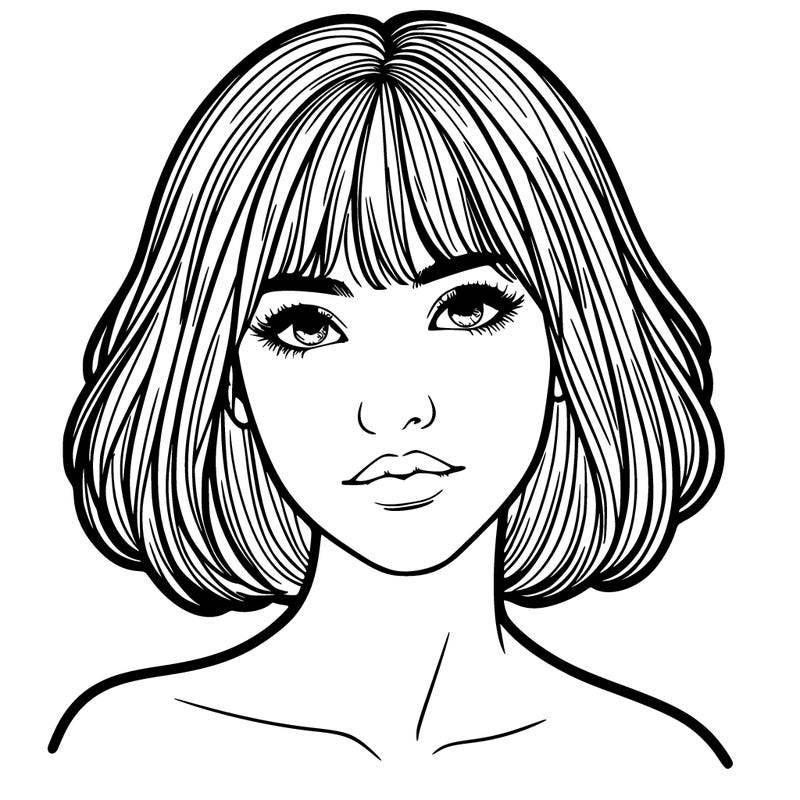 realistic lady with bangs