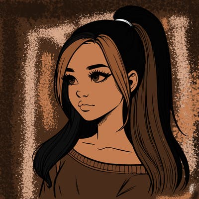 realistic girl with a high ponytail