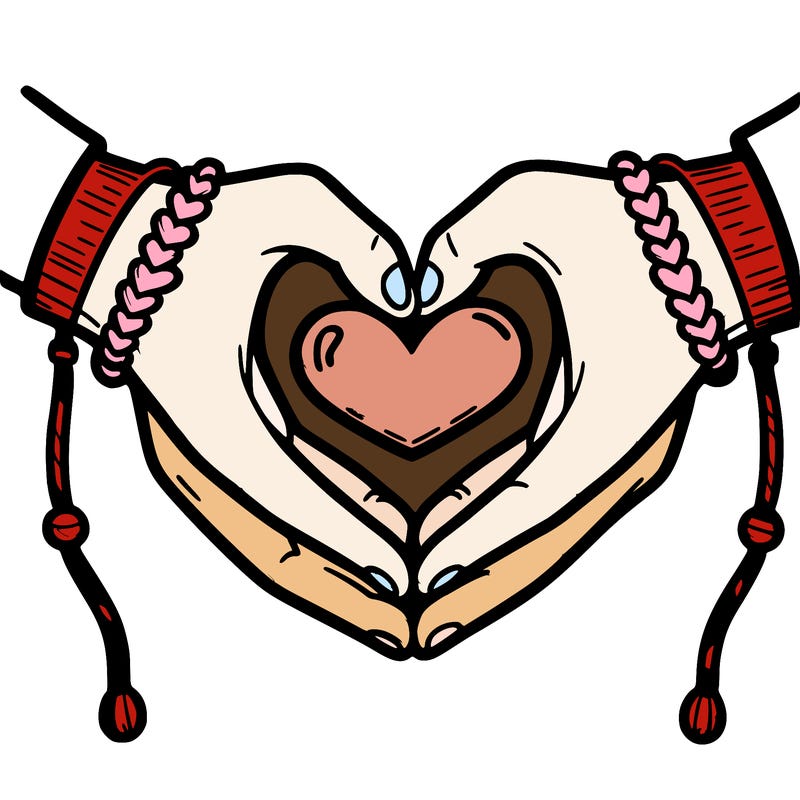 heart hands with friendship bracelets