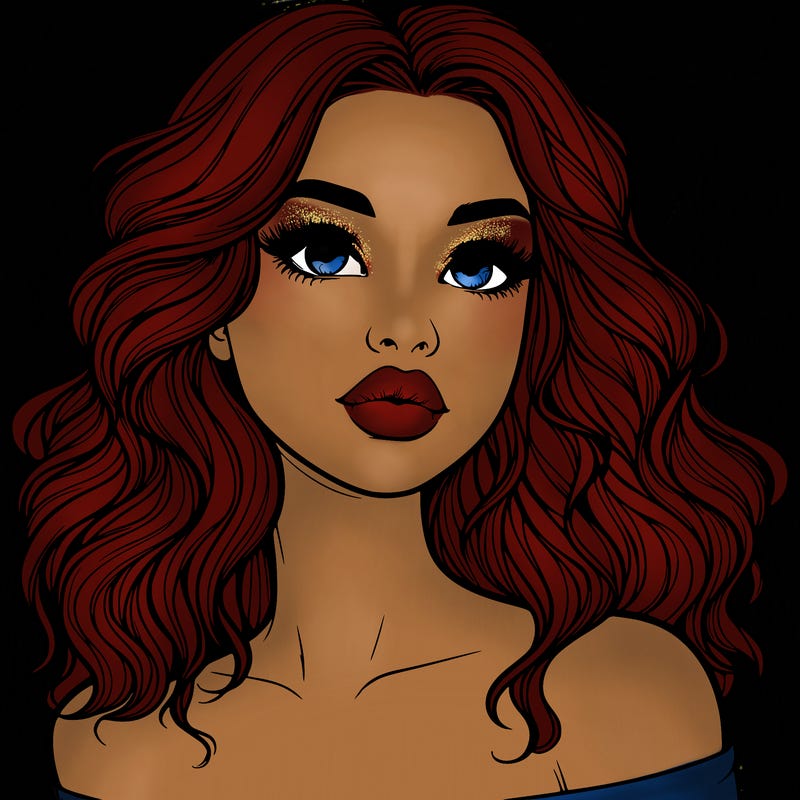 realistic girl with wavy hair and lips