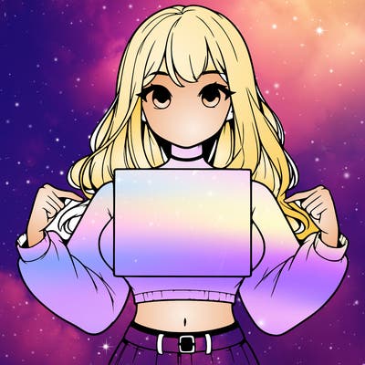 girl holding a blank sign in a long sleeve crop top