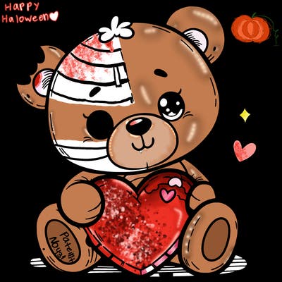 a cute teddy holding a cute heart