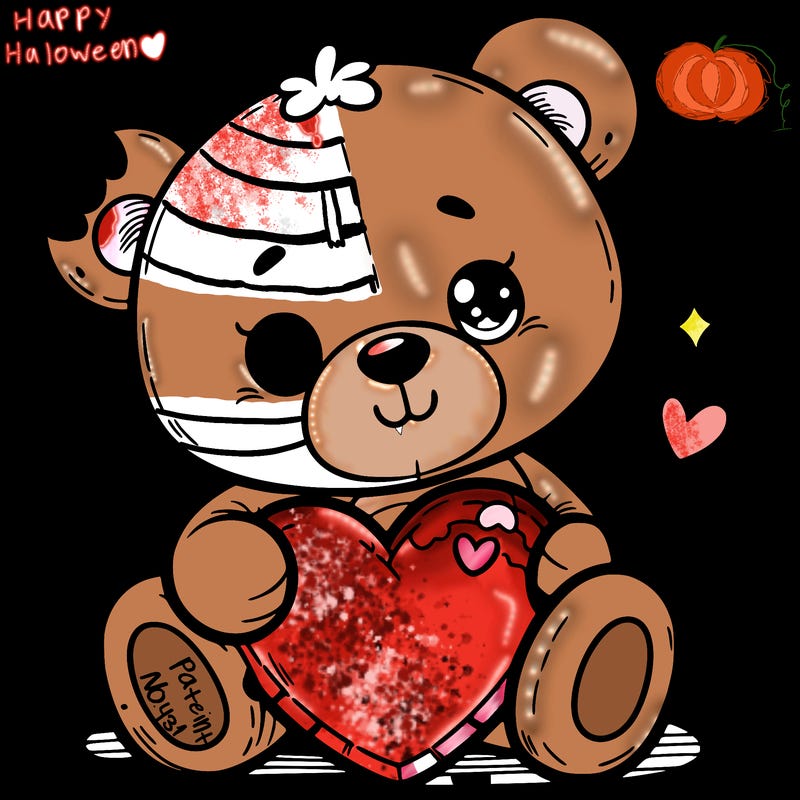 a cute teddy holding a cute heart