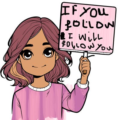 realistic girl holding up a sign