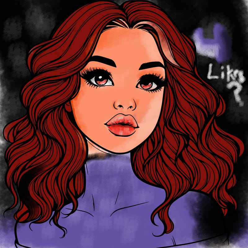 realistic girl with wavy hair and lips