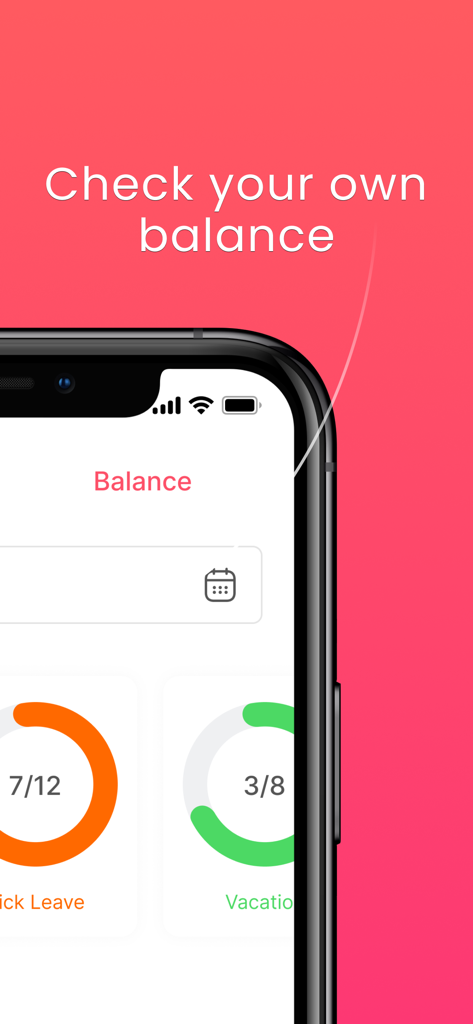 Day Off - Leave Tracker & PTO - Mobile app interface showing employee leave balances for sick leave and vacation with circular progress charts