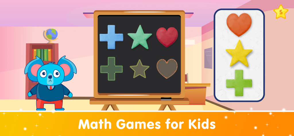 Kids Toddlers Learning Games - Educational math game for toddlers featuring shape matching with a cute koala character