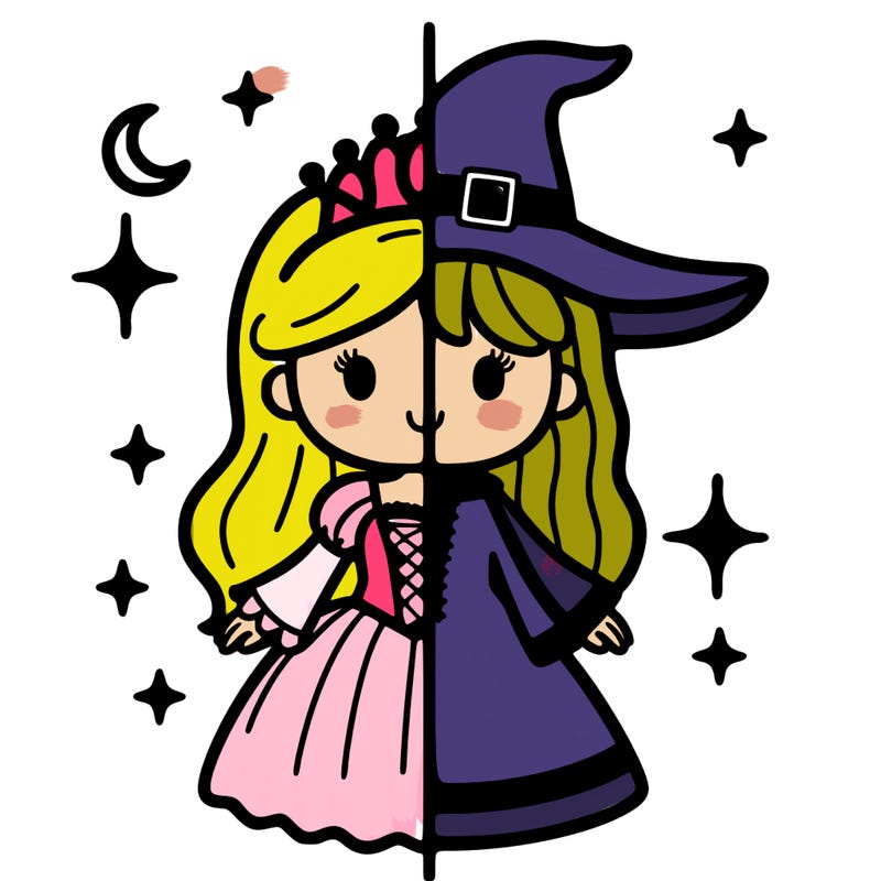 split princess and witch