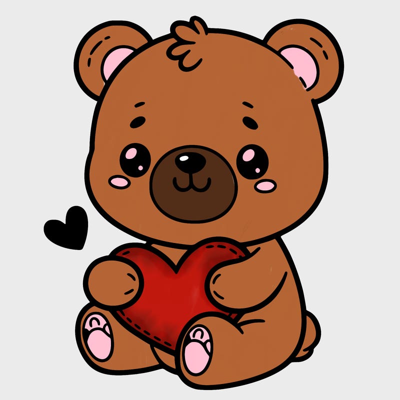 cute bear holding heart