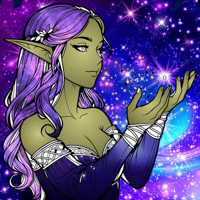 realistic elf girl doing magic