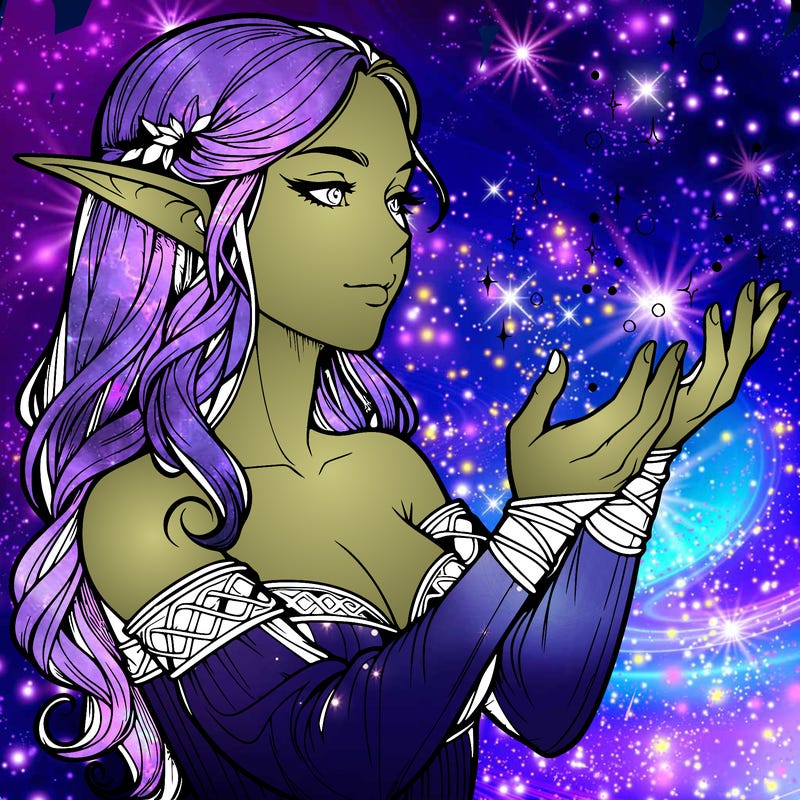 realistic elf girl doing magic