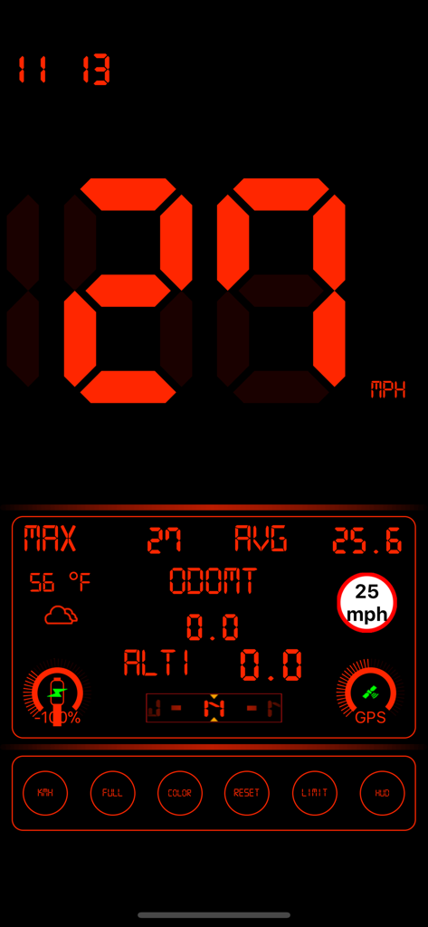 Speedometer .. - Digital red speedometer display with HUD mode and speed limit indicators.
