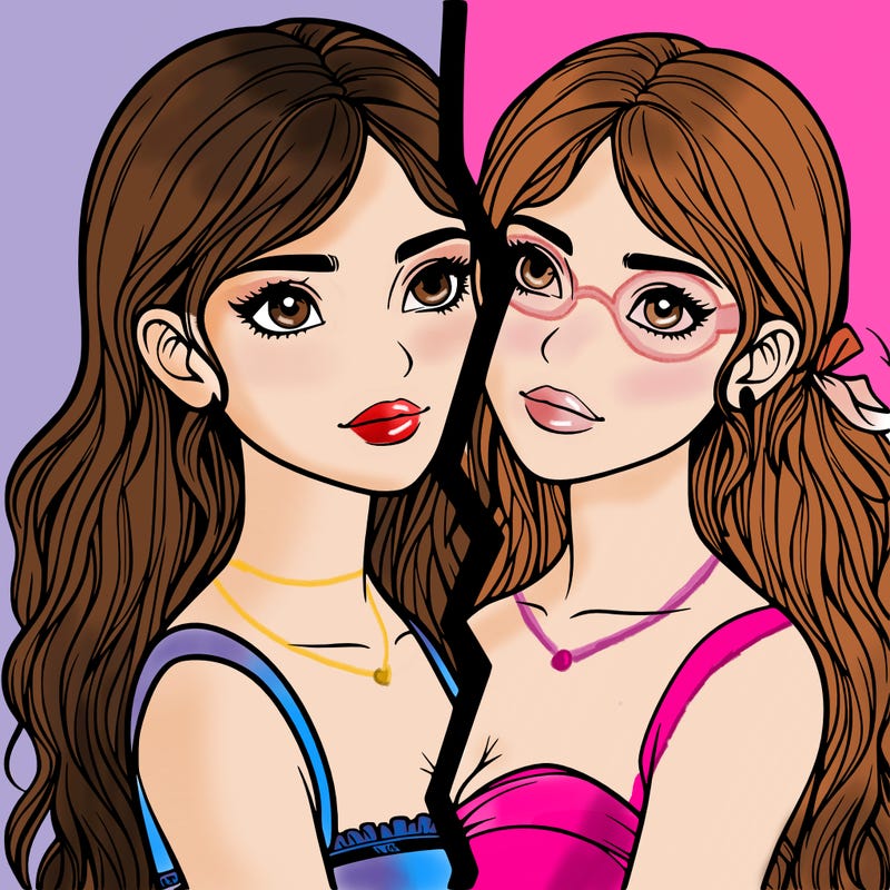 split realistic girl