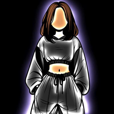 realistic girl faceless with baggy pants and a crop top