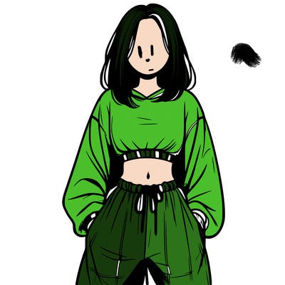 realistic girl faceless with baggy pants and a crop top