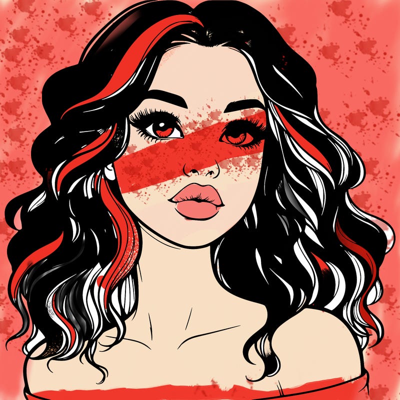 realistic girl with wavy hair and lips