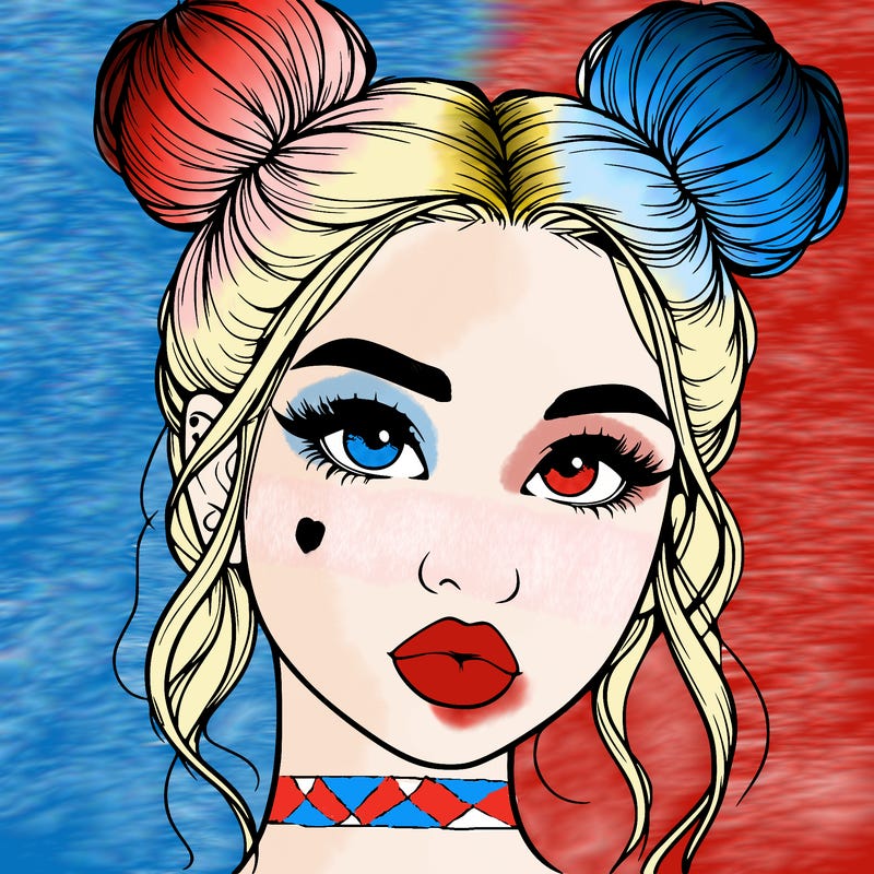 realistic girl with two buns on her hair and lips