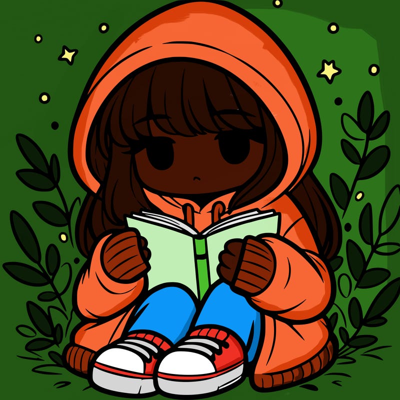 girl in oversized hoodie reading a book
