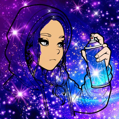 a realistic girl, spray painting