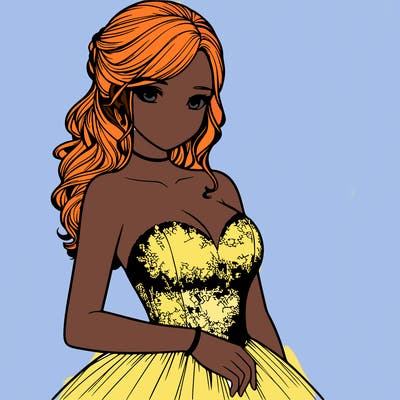 realistic girl in prom dress