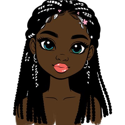 a realistic black girl with braids