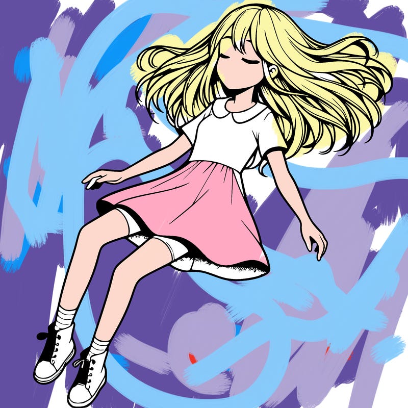 realistic girl floating