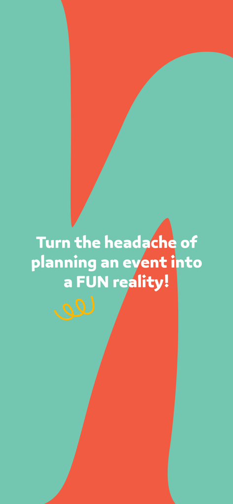 Wnees app promotional screen with text about turning event planning into a fun reality