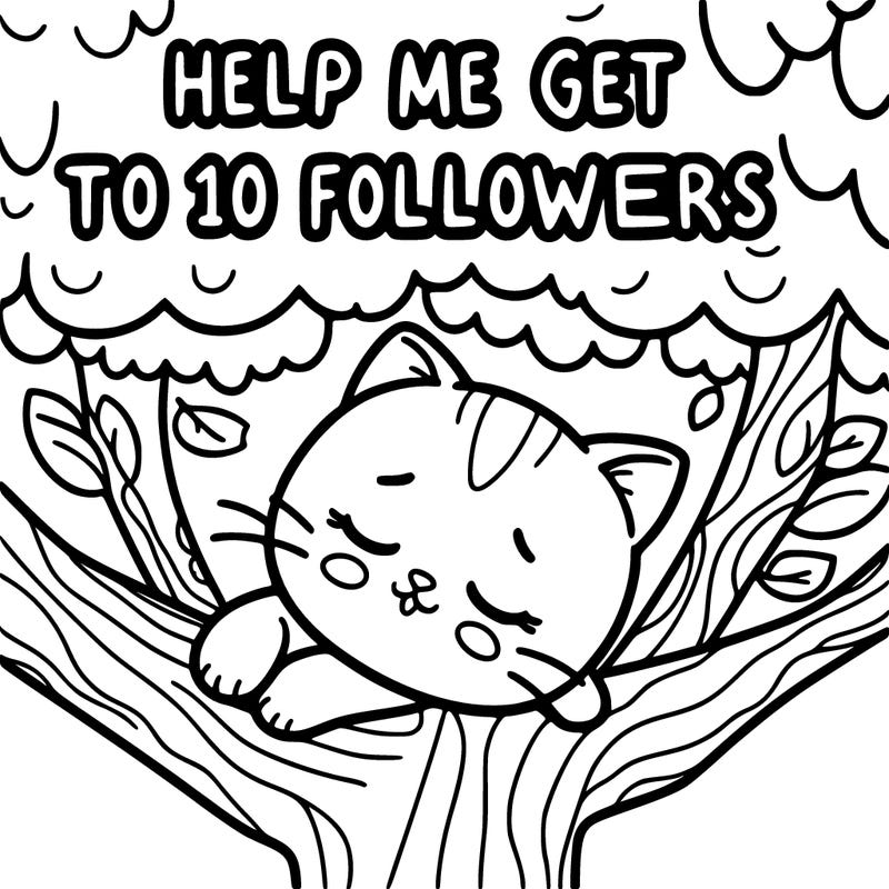 a cute little kitten that is asleep in a tree and says “help me get to 10 followers “
