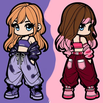 girl in crop top and baggy pants