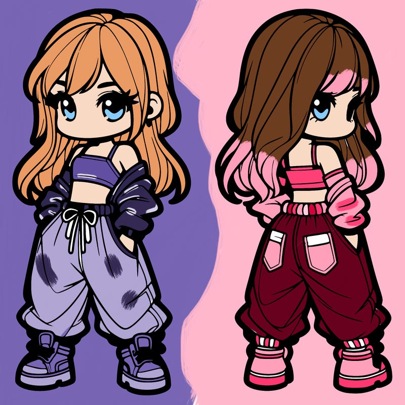 girl in crop top and baggy pants