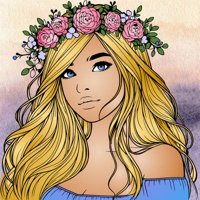 realistic girl with flower crown