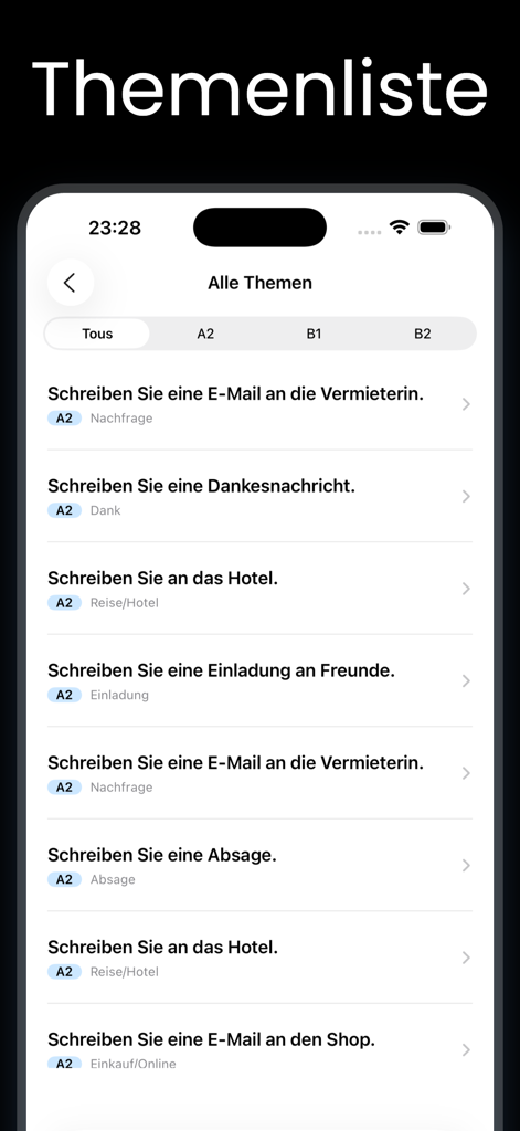 A list of German writing prompts for A2 B1 and B2 proficiency levels