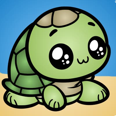 cute little animated turtle