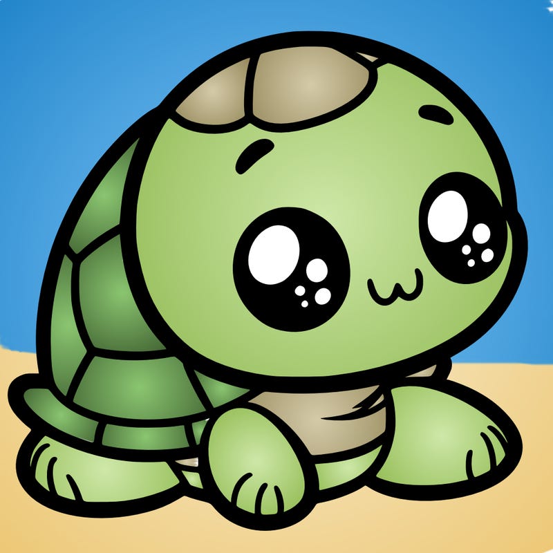 cute little animated turtle