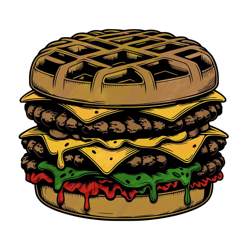 realistic waffle burger