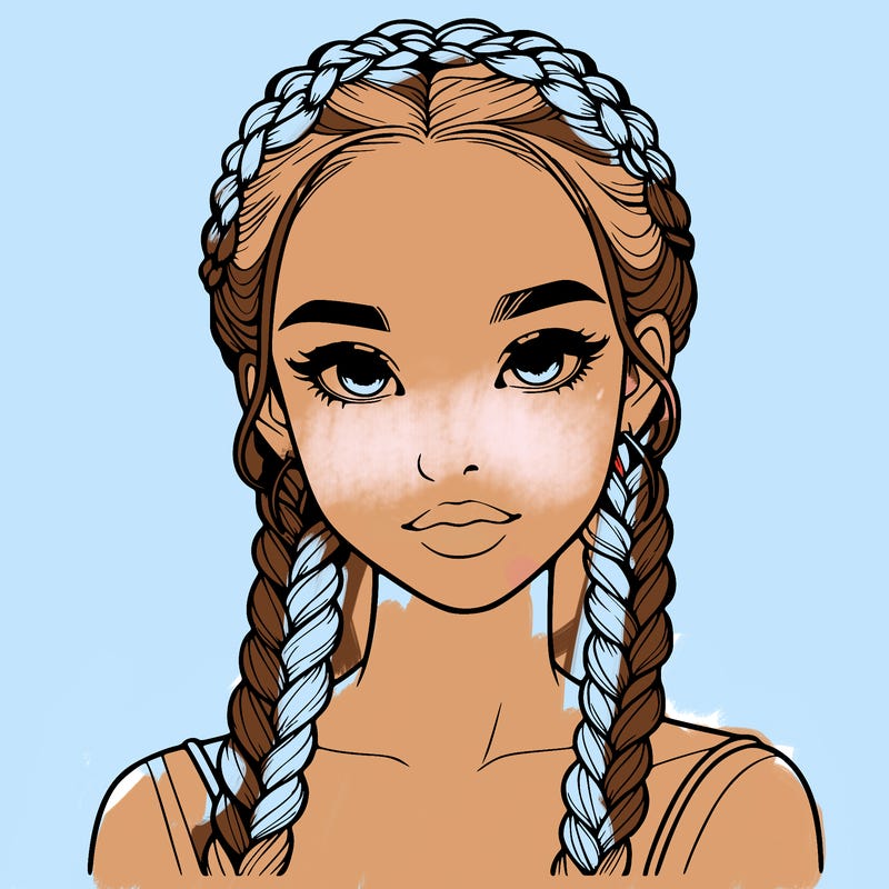 realistic girl with braids