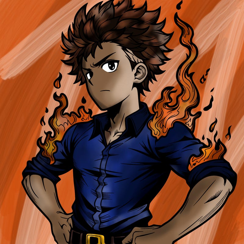 realistic manga man of fire