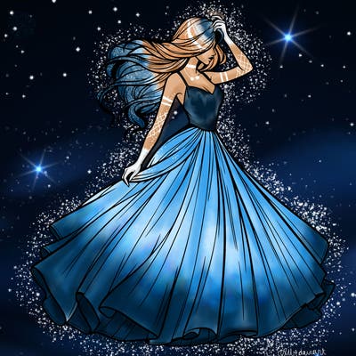 realistic woman with dress flowing in the wind