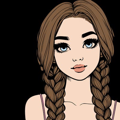 realistic girl with braids