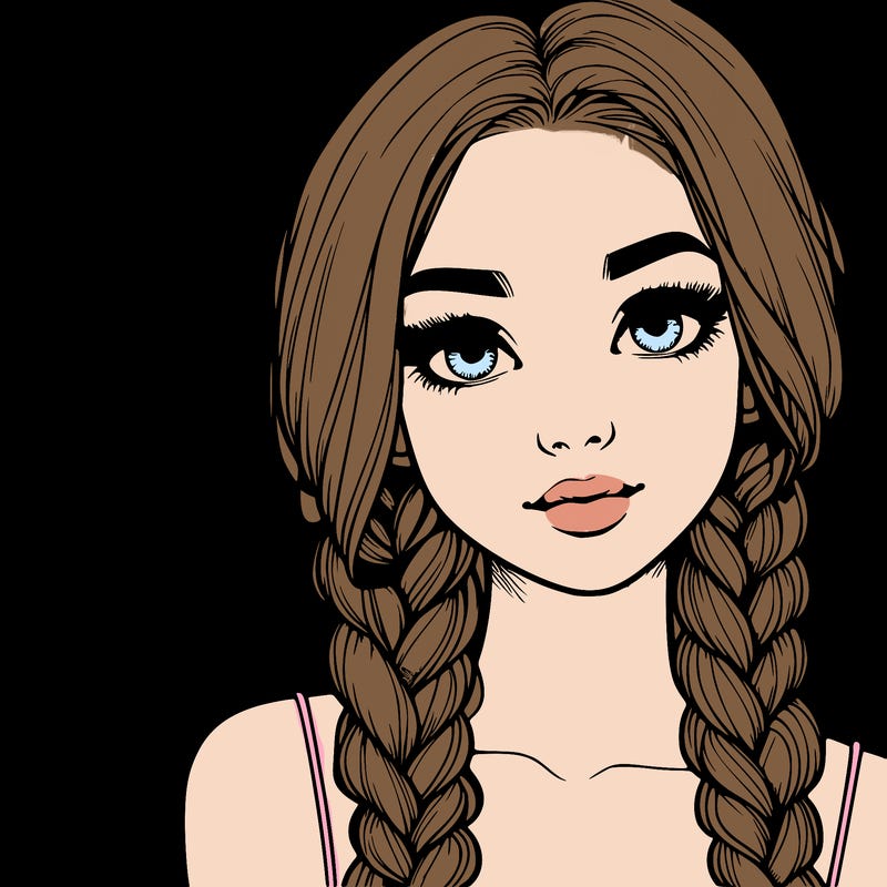 realistic girl with braids