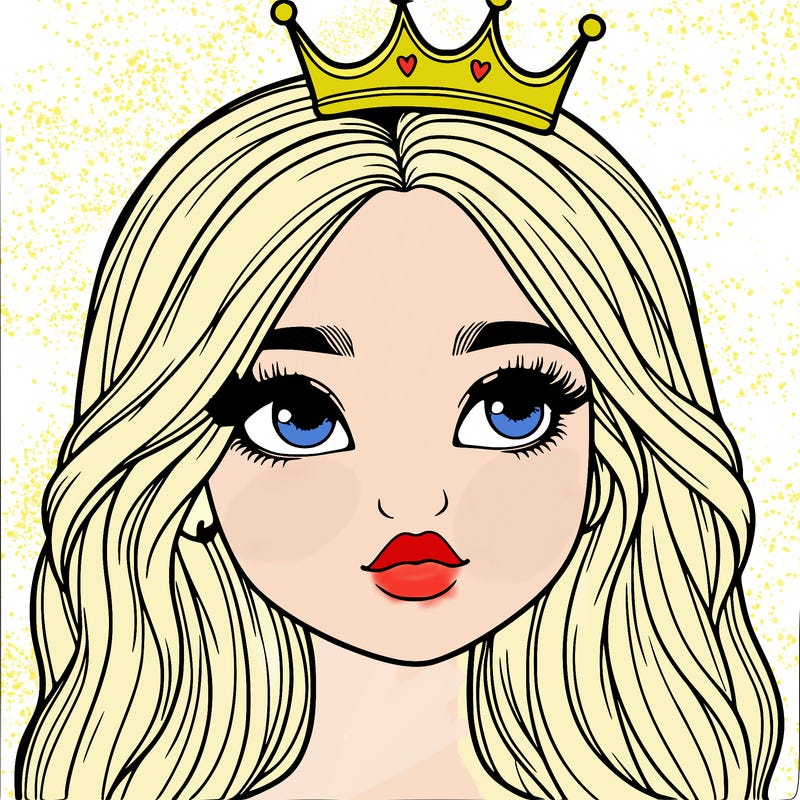 a realistic girl with a crown on