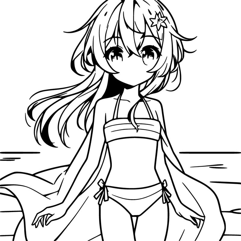 anime girl in a small swim suit