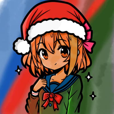 anime girl wearing a santa hat
