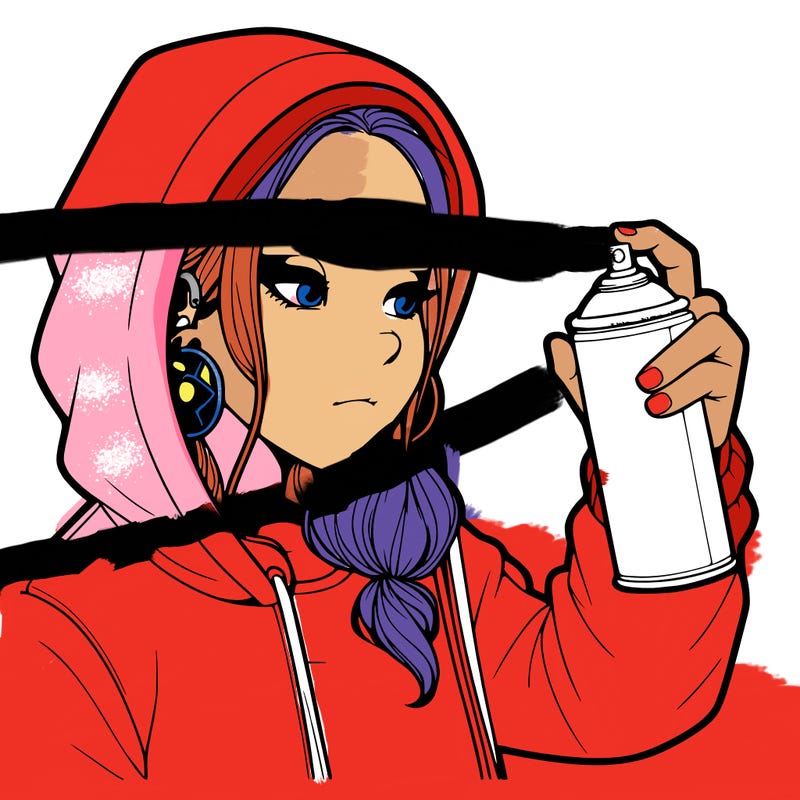 a realistic girl, spray painting