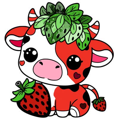 cute strawberry cow