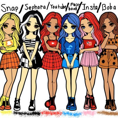 a group of girls realistic