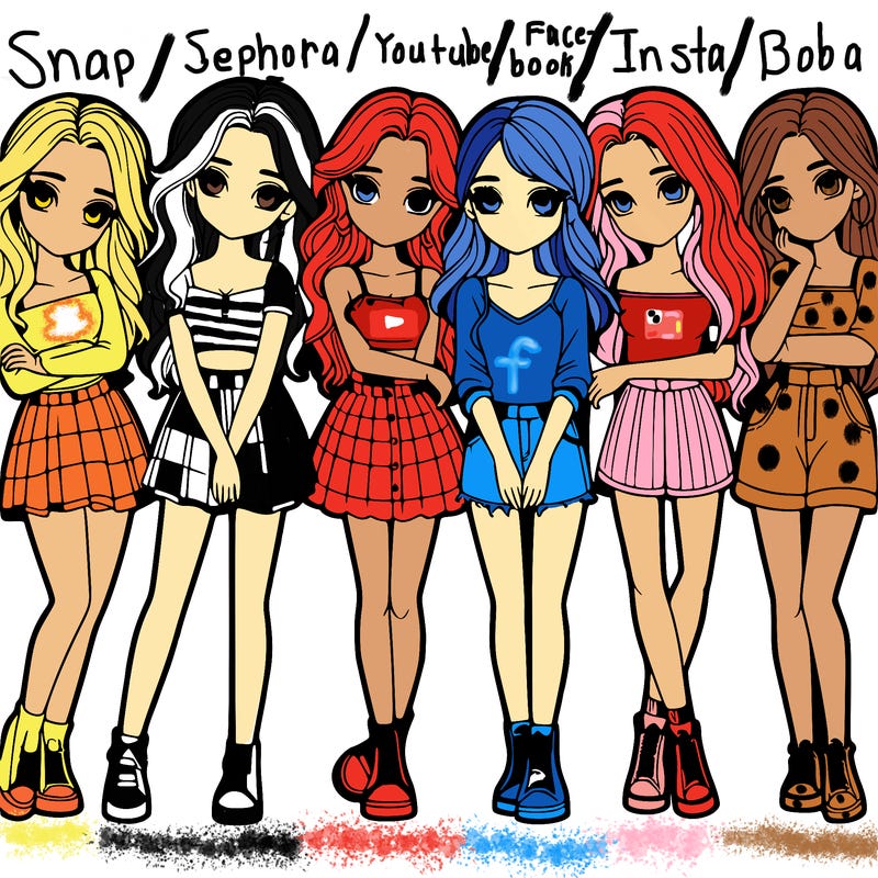 a group of girls realistic