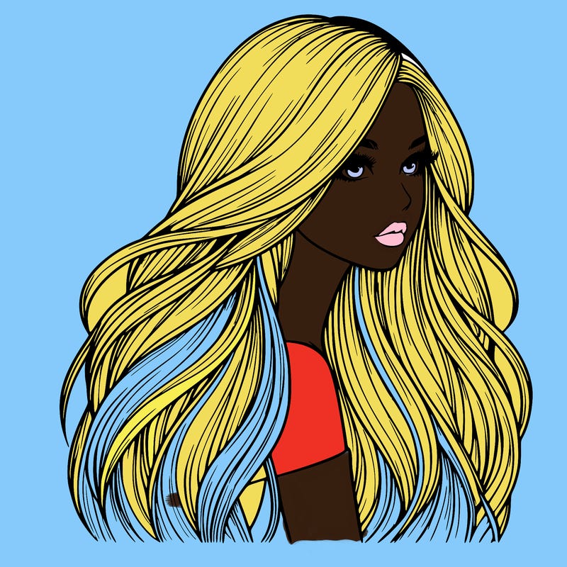 realistic girl with long realistic hair