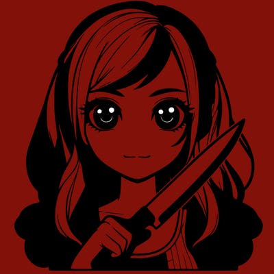 realistic girl holding a knife