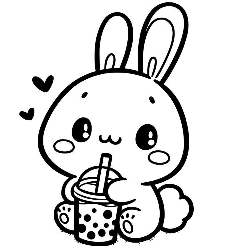 bunny drinking boba